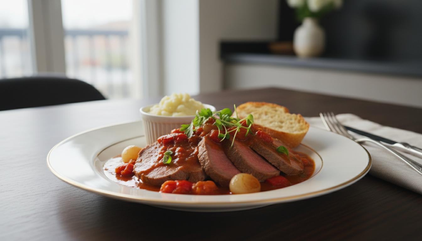 Langue de bœuf à la sauce tomate douce au Cookeo