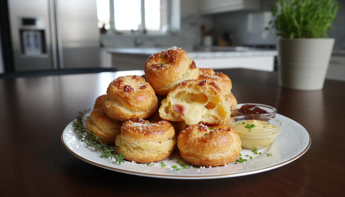 Gougères Dorées aux Lardons et Comté