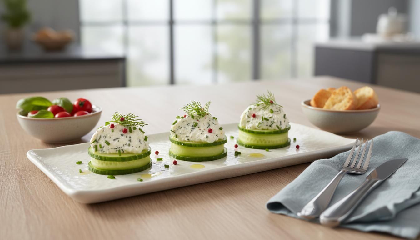 Trio de Bouchées Fraîcheur au Concombre et Fromage de Chèvre