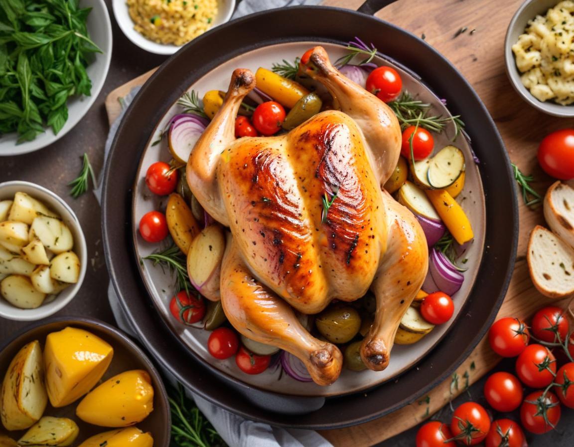 Poulet Rôti aux Herbes de Provence et Légumes Grillés
