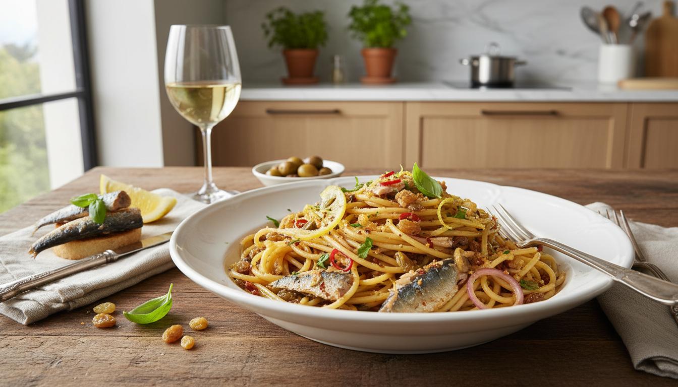 Spaghettis à la Sicilienne aux Sardines et Citron