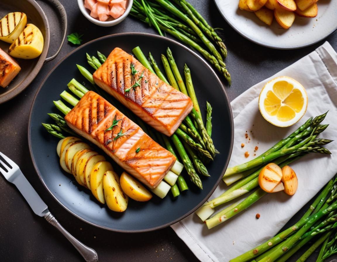 Saumon Grillé, Asperges Vertes et Pommes de Terre Nouvelles