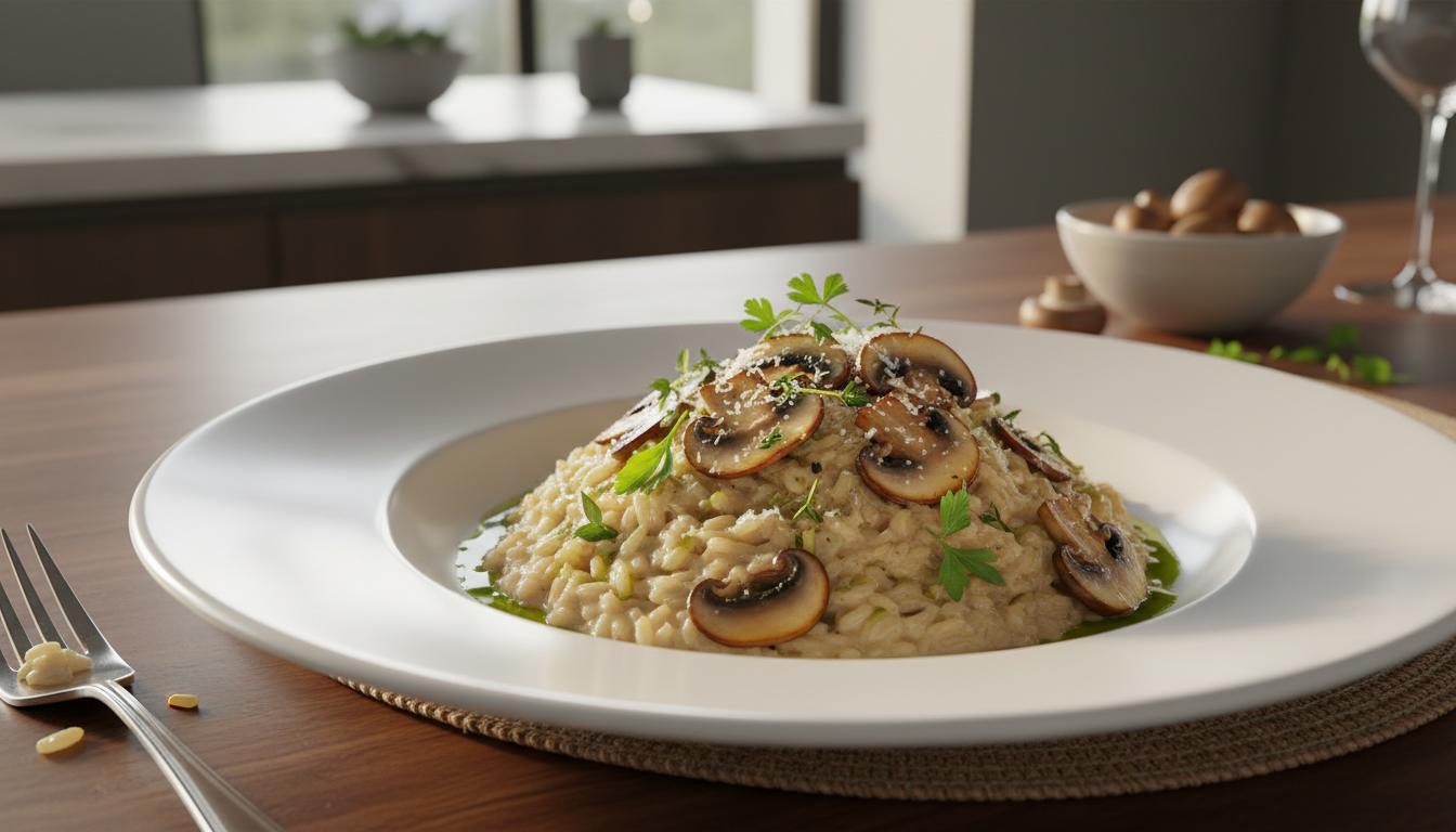Risotto Crémeux aux Champignons de Paris et Parmesan