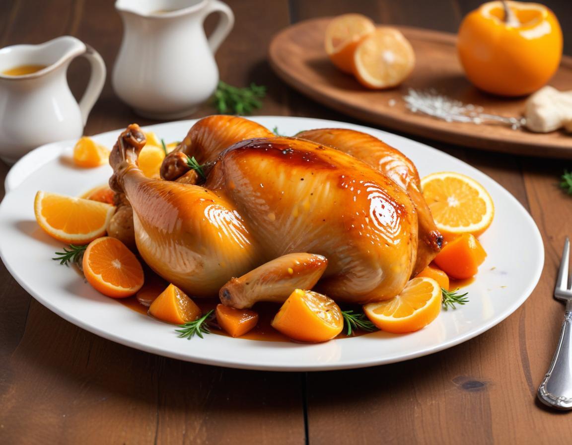 Poulet rôti aux clémentines et miel