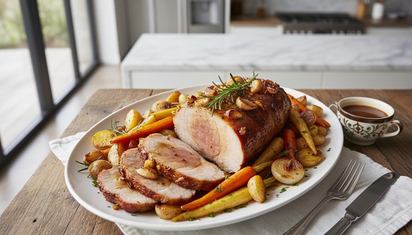 Rôti de Porc Traditionnel à l'Ail et au Romarin