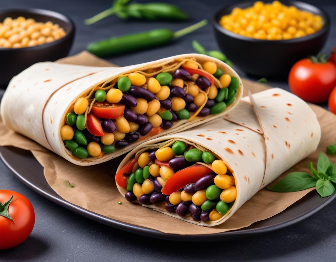 Wrap Végétarien Express aux Haricots Noirs et Maïs