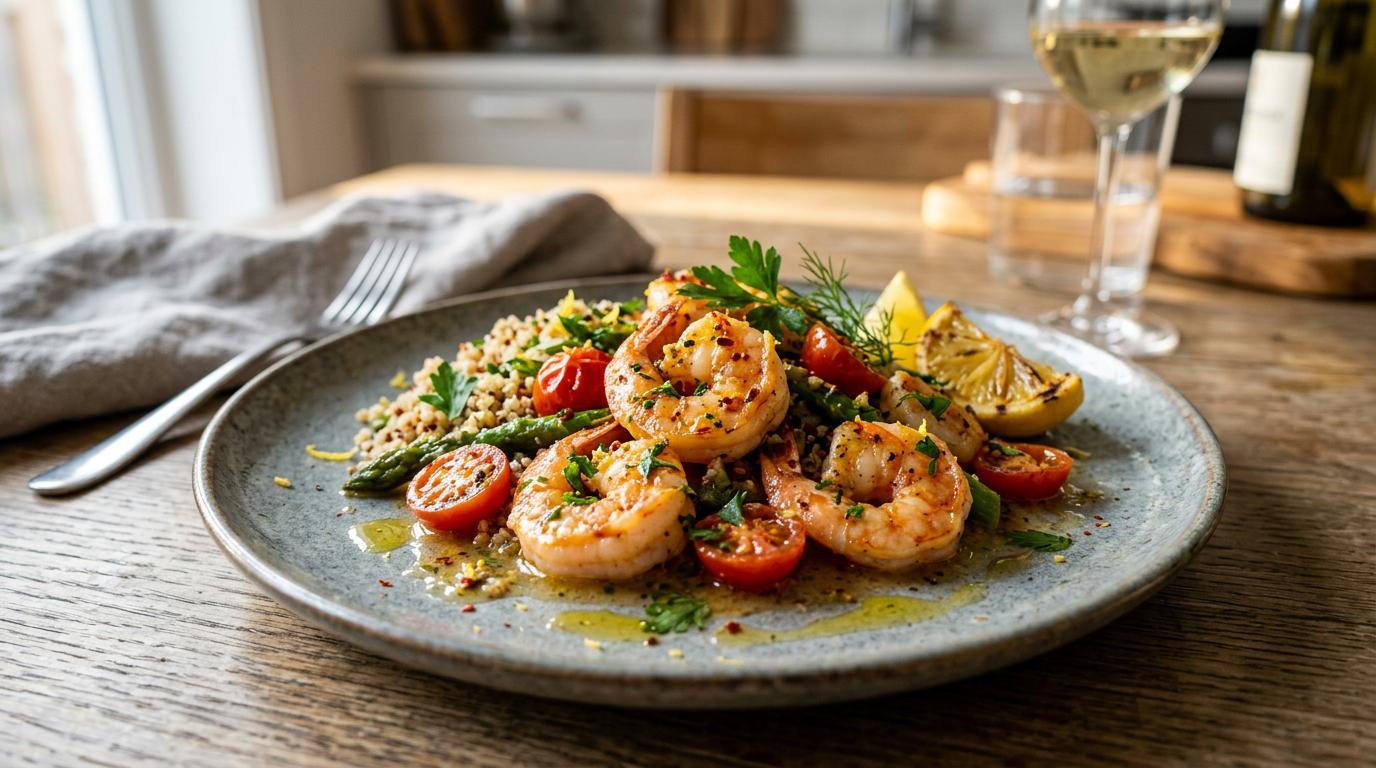 Poêlée de Crevettes Protéinée à l'Ail et au Citron