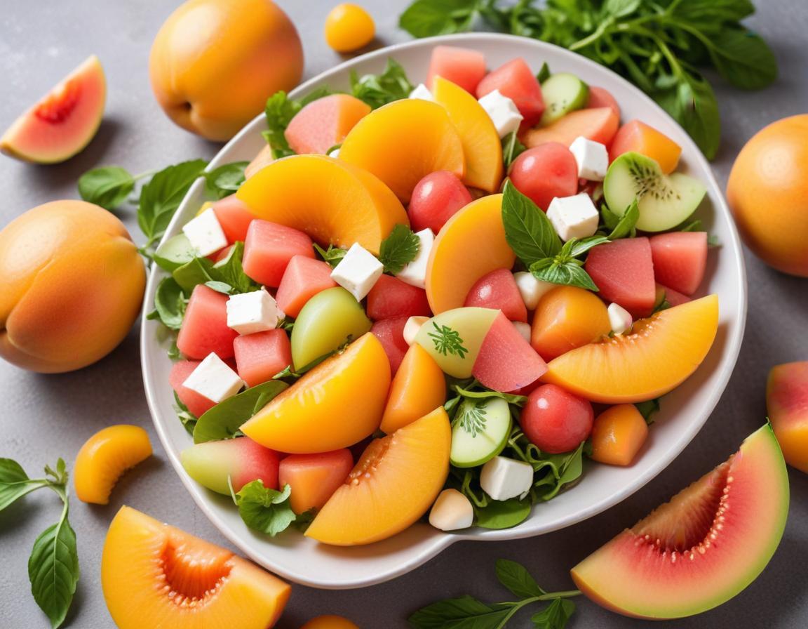 Salade estivale de pêches, abricots et melon