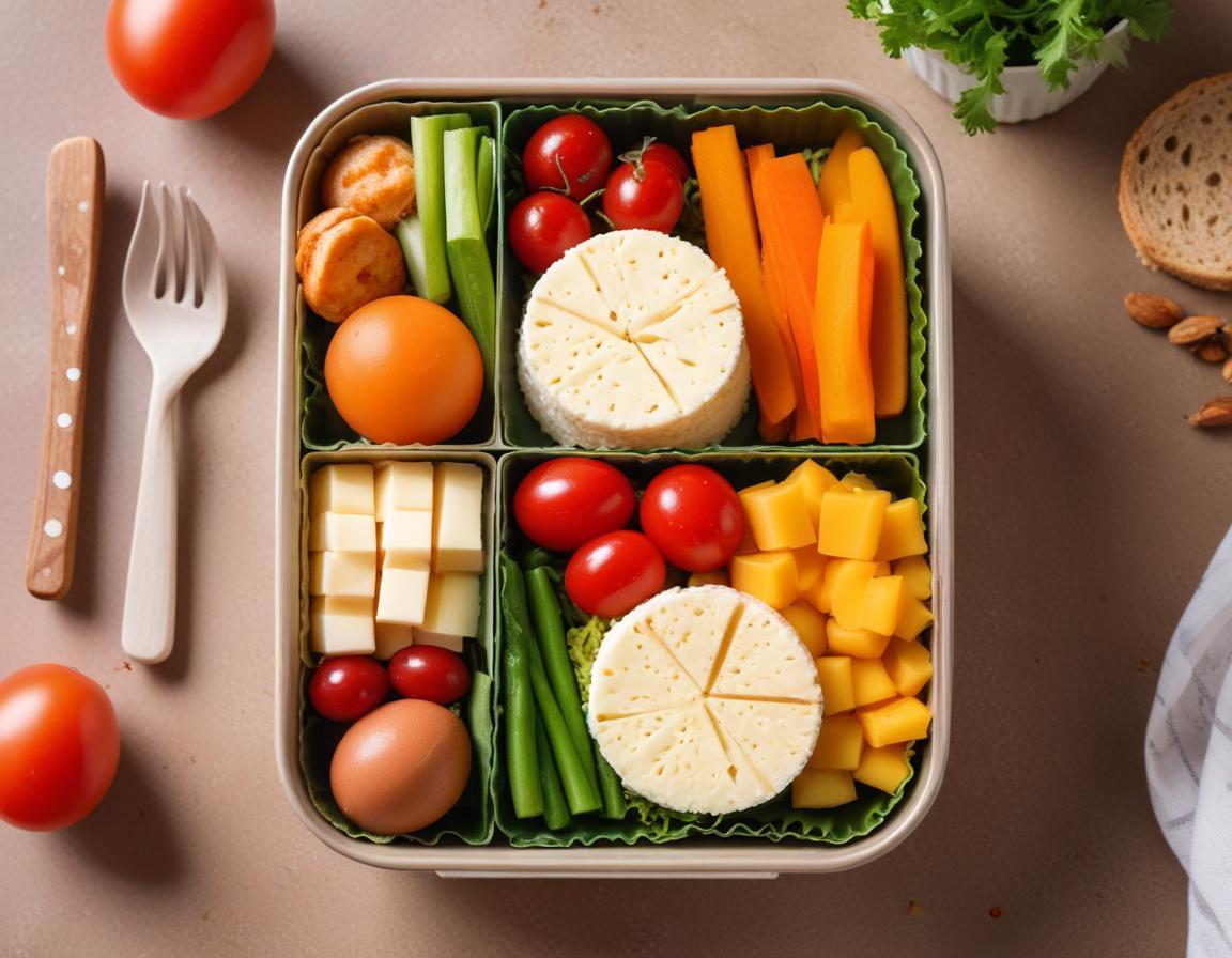 Bento Énergisant : Œufs Durs, Légumes Croquants et Fromage