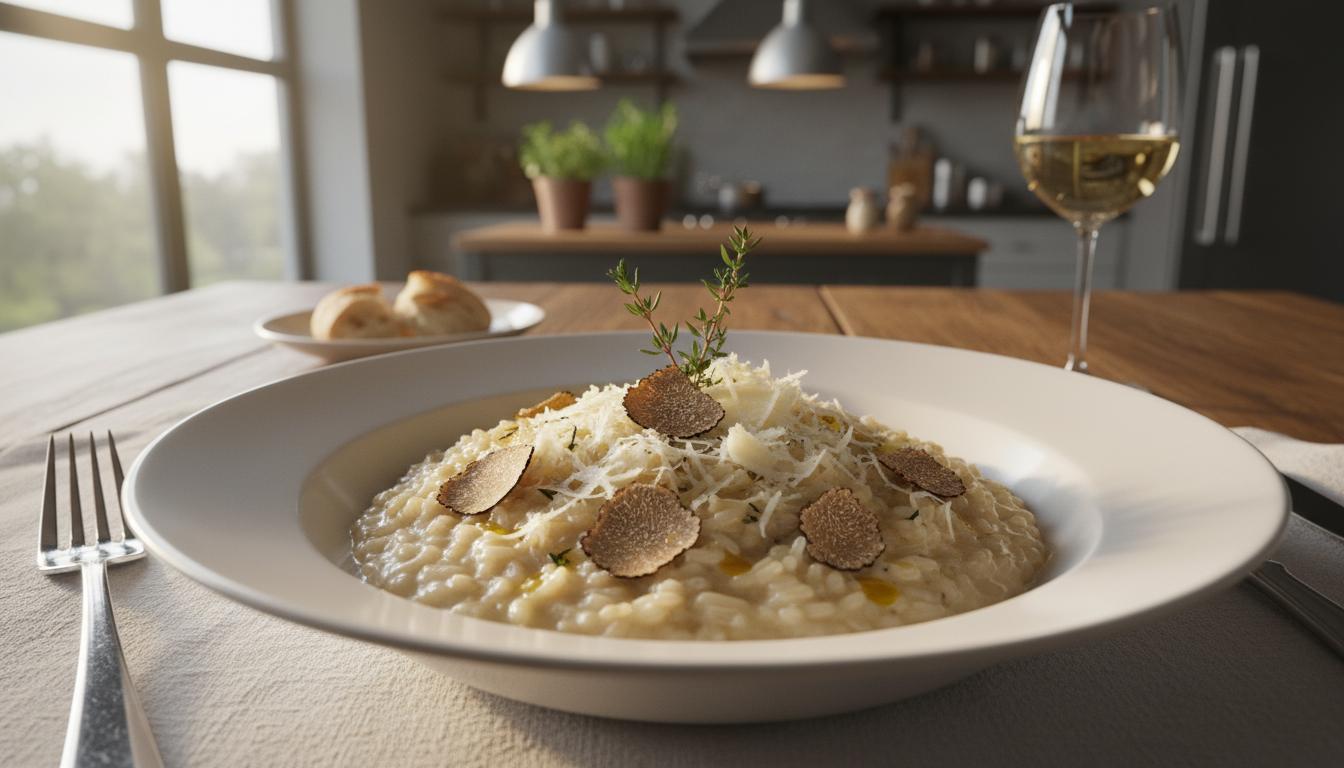 Risotto Crémeux aux Éclats de Truffe et Parmesan