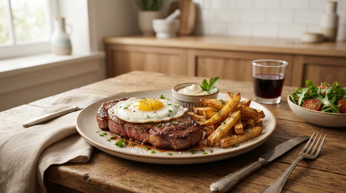 Steak à cheval et ses frites croustillantes au Air Fryer