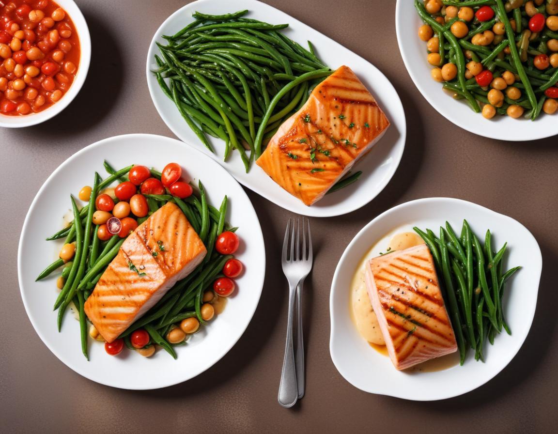 Saumon Grillé, Sauce Vierge et Haricots Verts