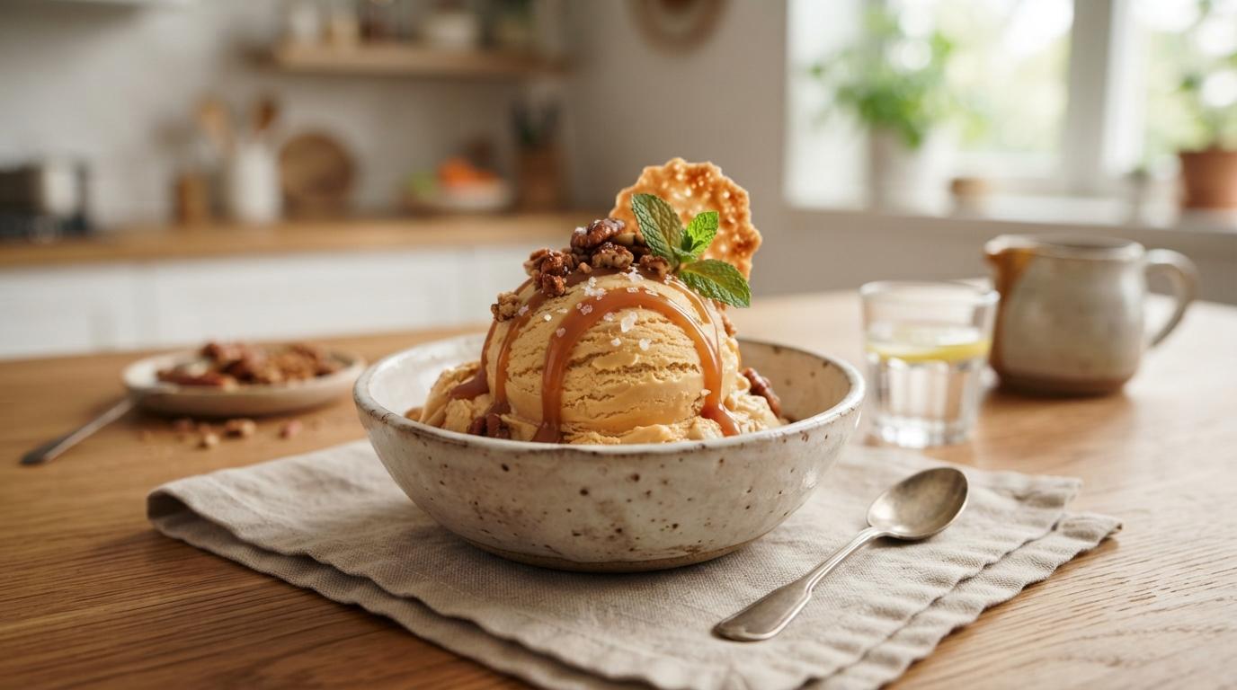 Glace onctueuse au caramel au beurre salé
