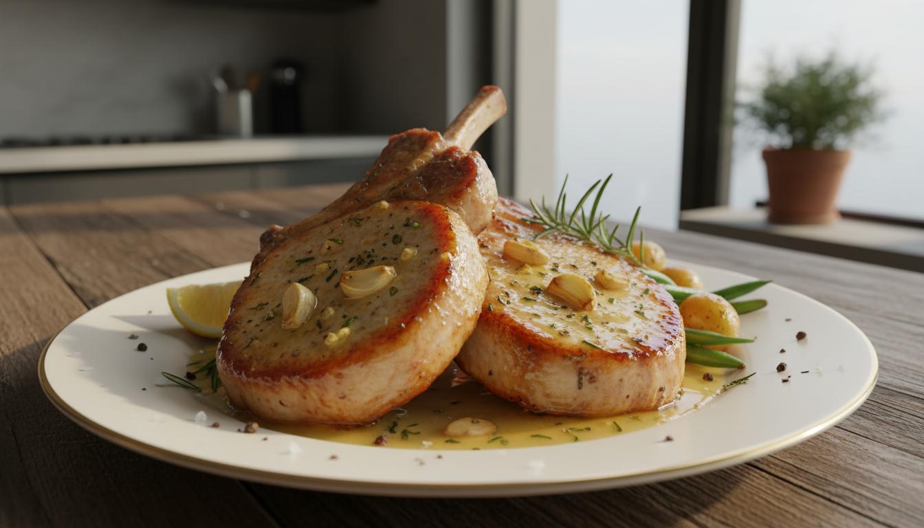 Côtes de Porc au Beurre d'Ail et Romarin