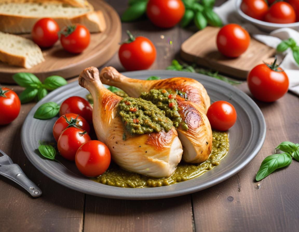 Pinsa Poulet Pesto et Tomates Confites