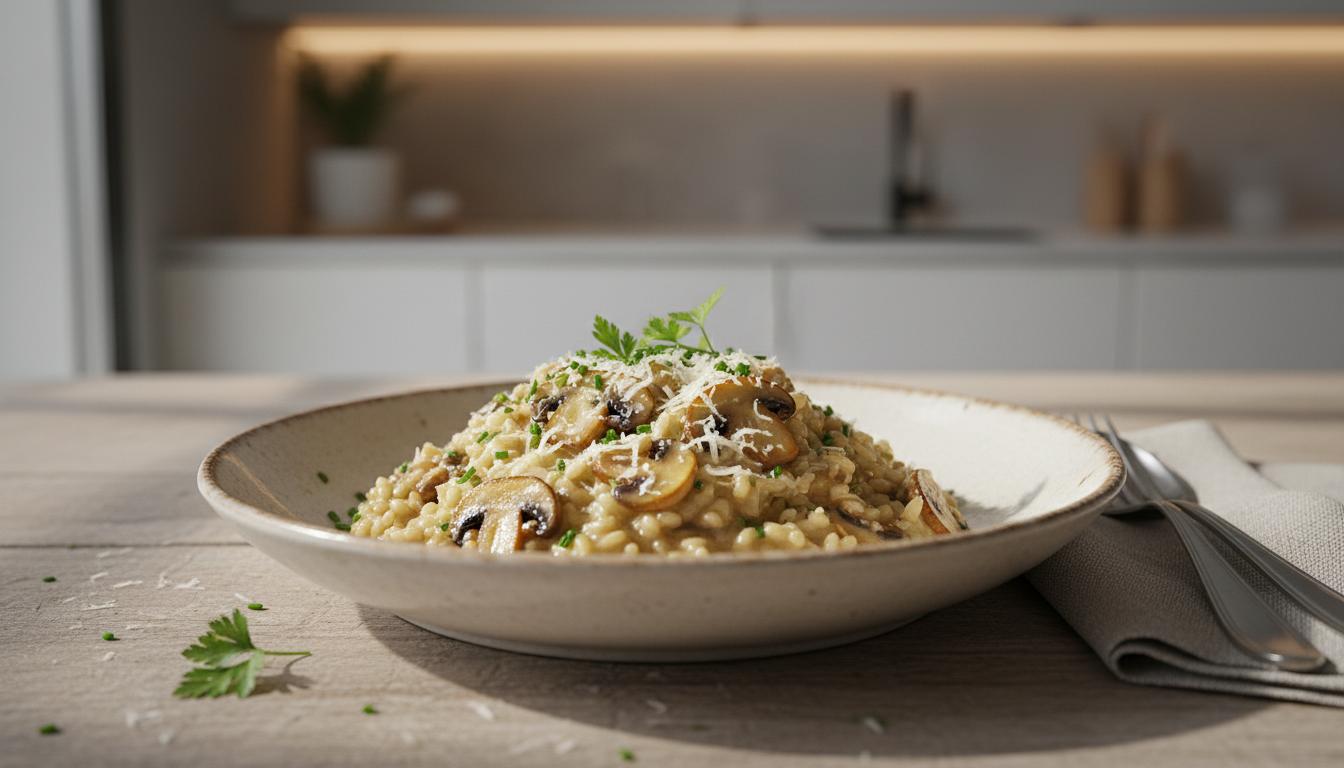 Risotto Onctueux aux Champignons de Paris et Parmesan