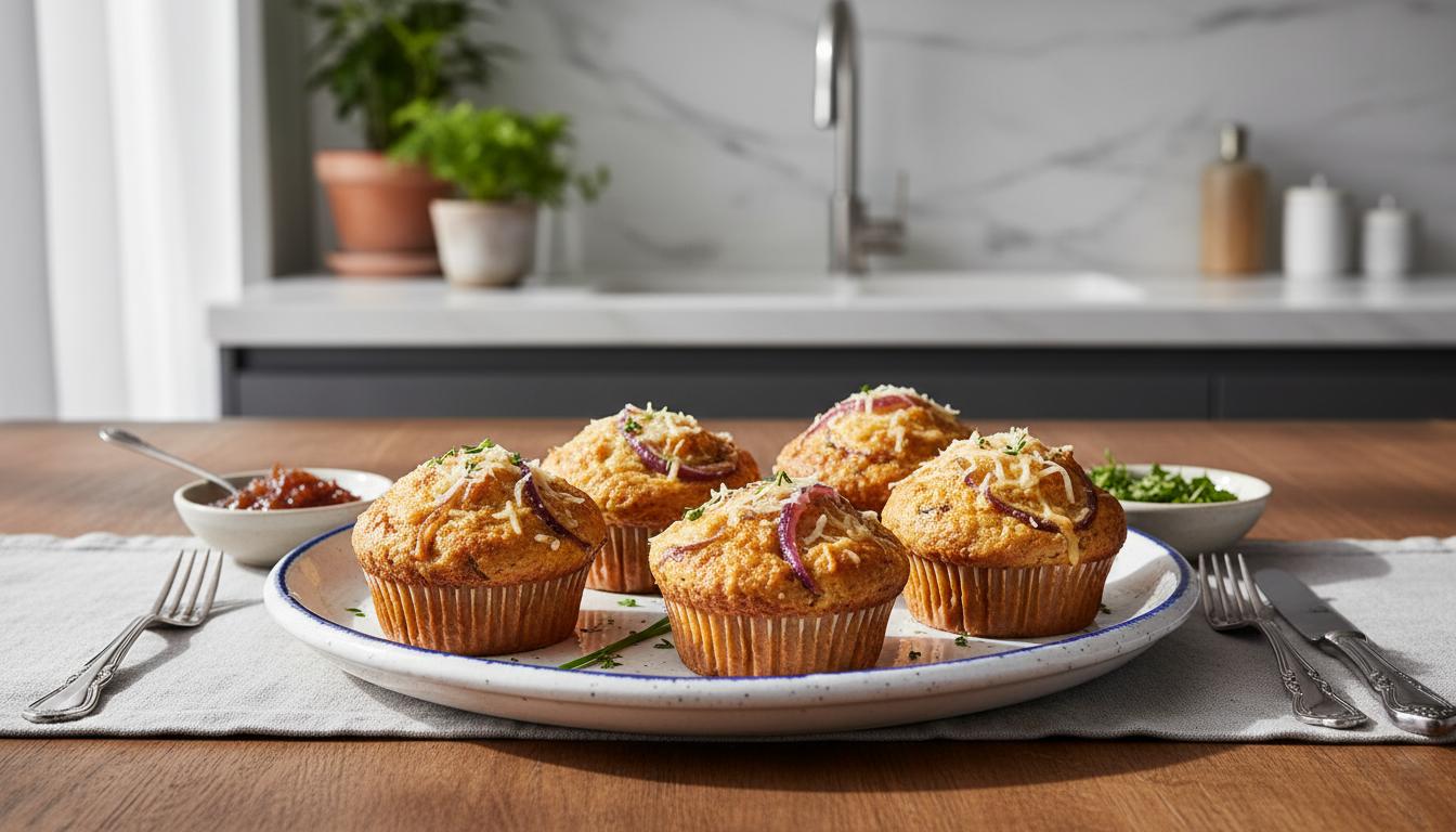 Muffins Rustiques aux Oignons Caramélisés et Comté