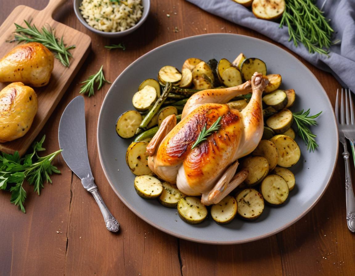 Poulet grillé aux herbes de Provence et courgettes sautées