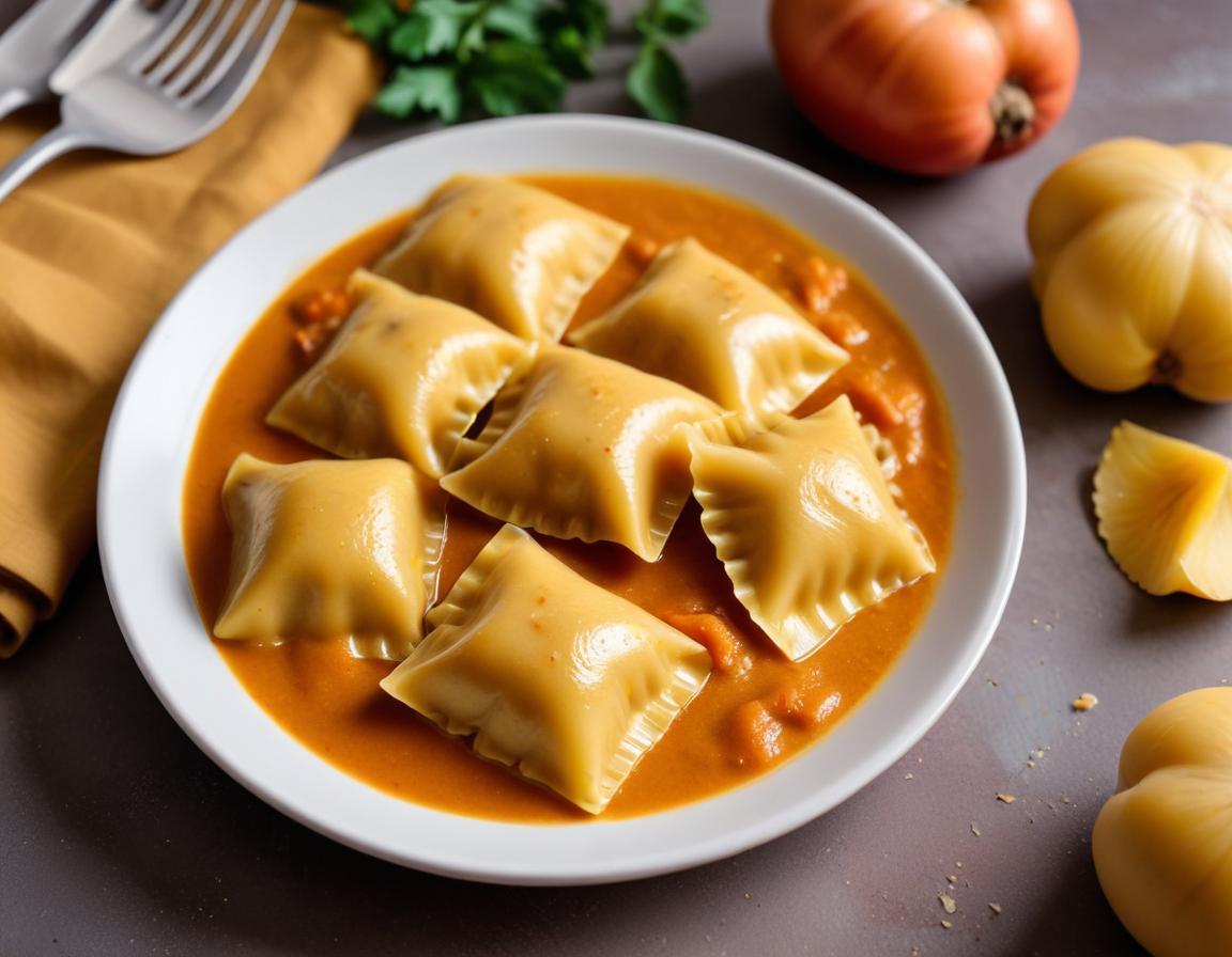 Raviolis de Patate Douce à la Noix de Coco et Curry Rouge