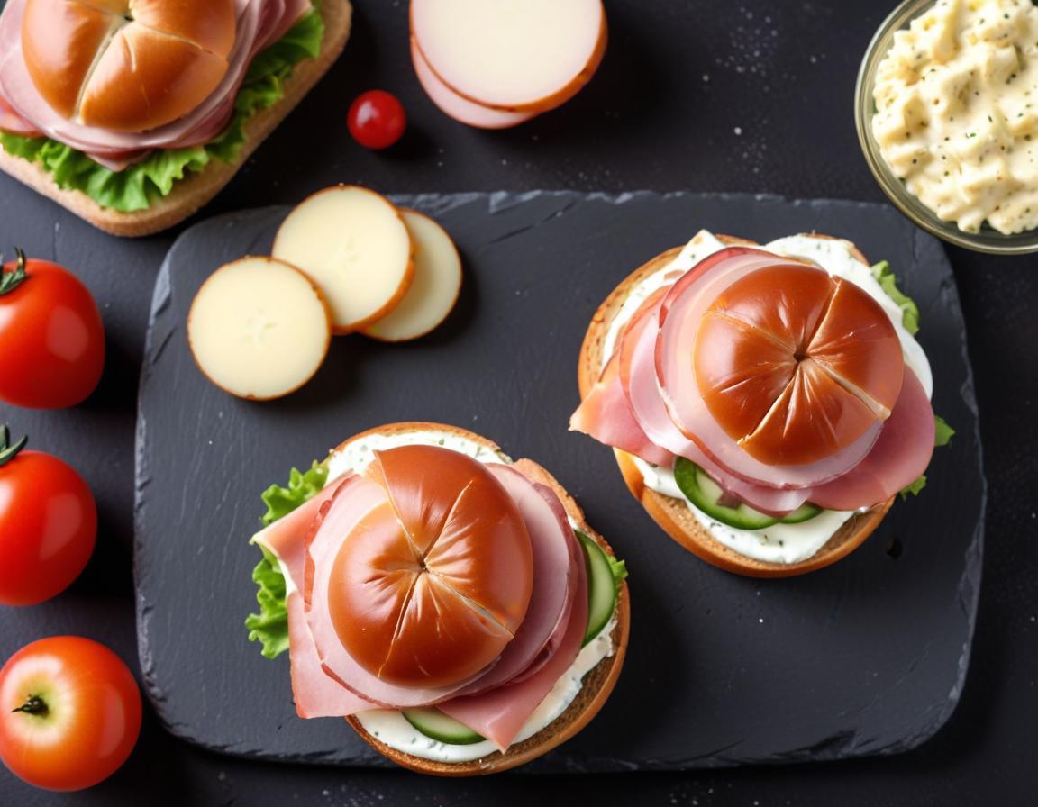 Sandwich gourmand au jambon de pays, concombre et fromage frais