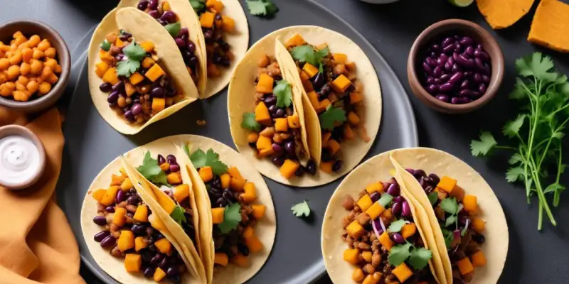 Tacos Gourmands au Butternut Rôti et Haricots Noirs