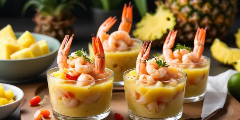 Verrines de Crevettes Exotiques au Chutney d'Ananas