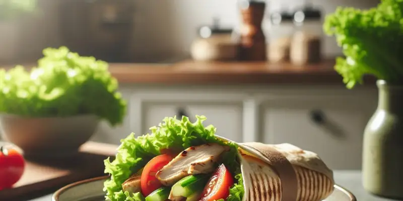 Wrap au poulet grillé et légumes frais