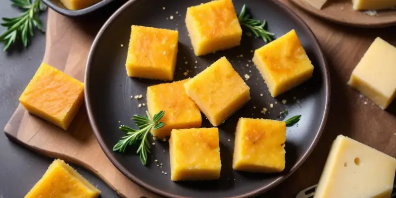 Cubes de polenta grillée au parmesan