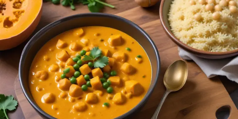 Curry crémeux de butternut et pois chiches au lait de coco