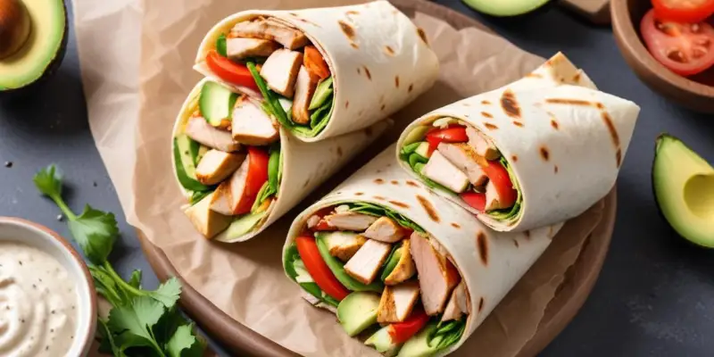 Wrap au Poulet Grillé, Avocat et Crudités Fraîches