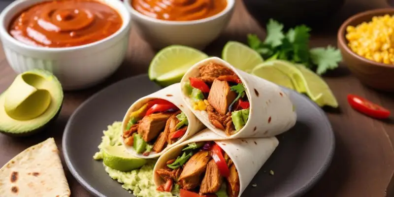Wrap au Poulet Fajita et Sauce Guacamole