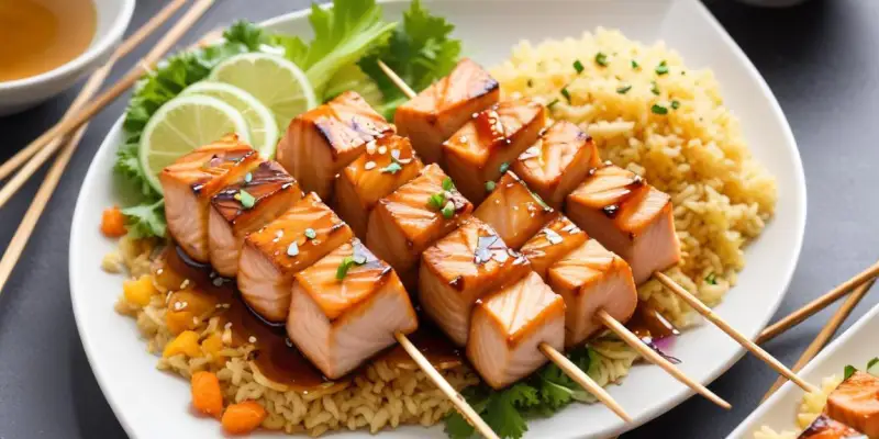 Brochettes de Saumon Teriyaki et Gingembre