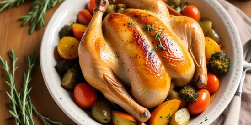 Poulet rôti aux légumes d'automne et herbes de Provence