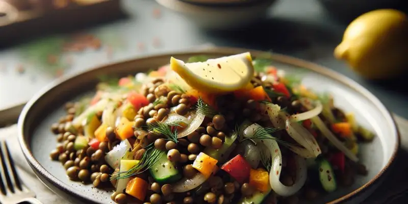 Salade de lentilles aux légumes d'hiver et vinaigrette au citron
