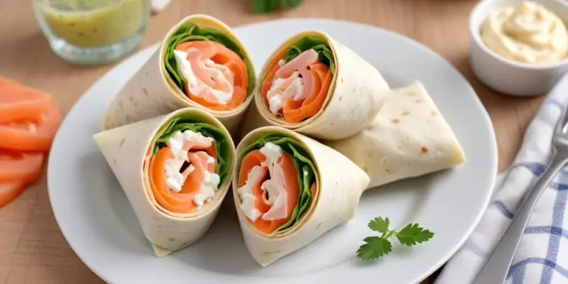 Mini-wraps au saumon et fromage frais