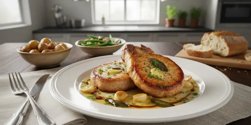 Côtes de Porc au Beurre de Sauge et Ail en Chemise