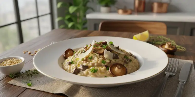 Risotto Crémeux aux Champignons et Parmesan