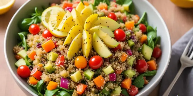 Salade de Quinoa aux Légumes Rôtis et Vinaigrette au Citron
