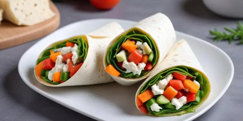 Wraps au fromage de chèvre et légumes frais