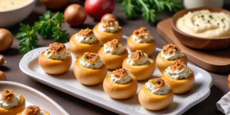 Bouchées de champignons farcis au fromage frais