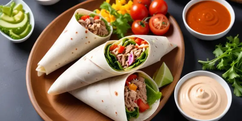 Wraps au Thon, Crudités et Sauce Yaourt