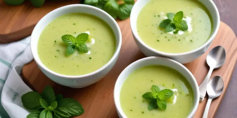 Soupe froide de concombre à la menthe