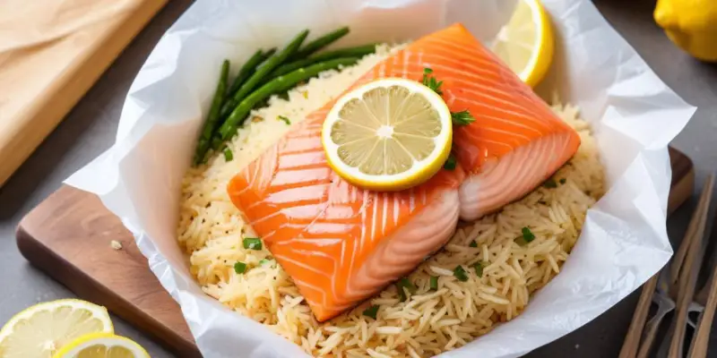 Papillote de Saumon Citronné au Riz Basmati