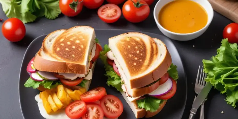 Sandwich au Poulet Grillé et Crudités Fraîches