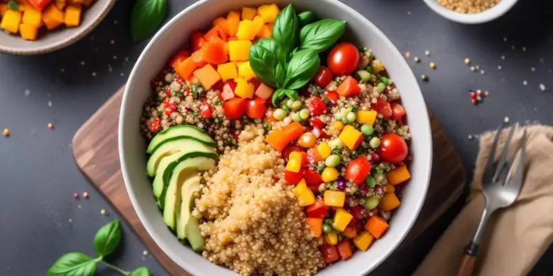 Bowl de quinoa aux légumes frais