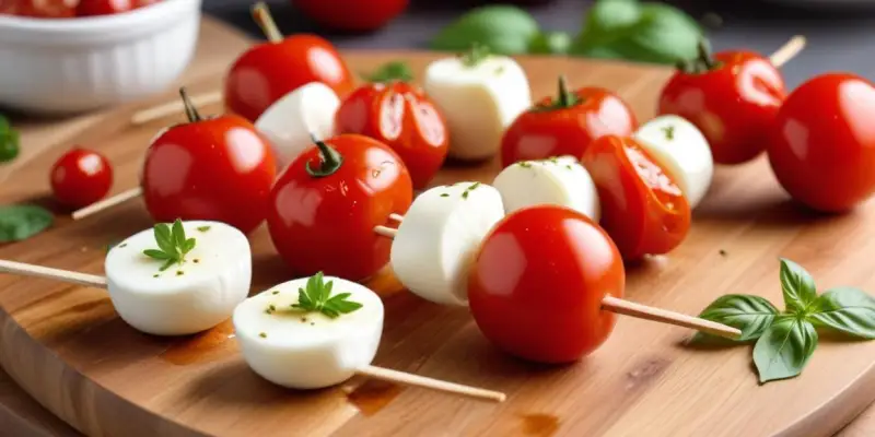 Brochettes de mozzarella et tomates cerises