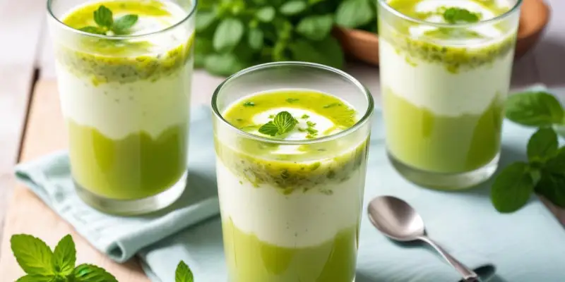 Verrine de Soupe Froide de Concombre et Yaourt à la Menthe