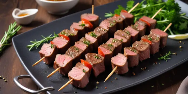 Brochettes de Bœuf Mariné au Poivre et à l'Ail