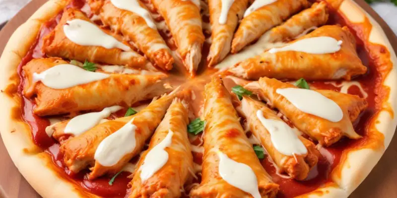 Pizza Buffalo Chicken (Poulet Épicé et Oignons Rouges)
