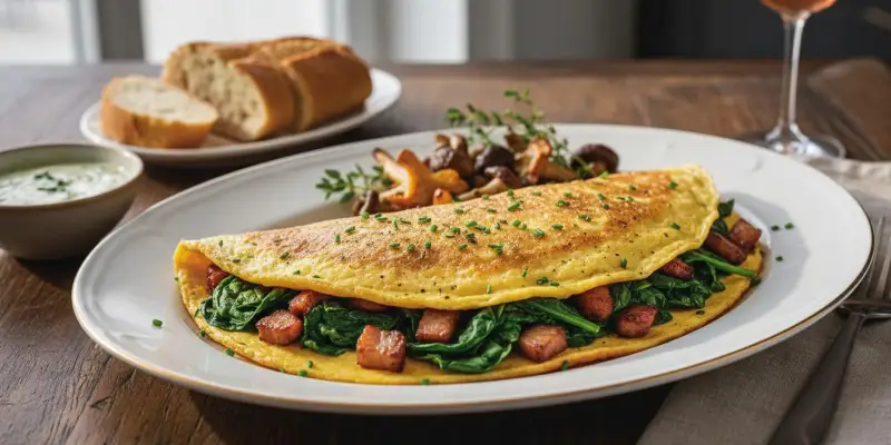 Omelette Forestière aux Épinards et Lardons Fumés